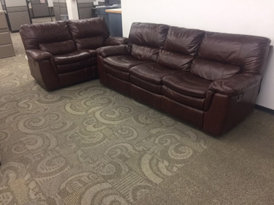 TOP GRAIN LEATHER<br>RECLINING SOFA & LOVESEAT